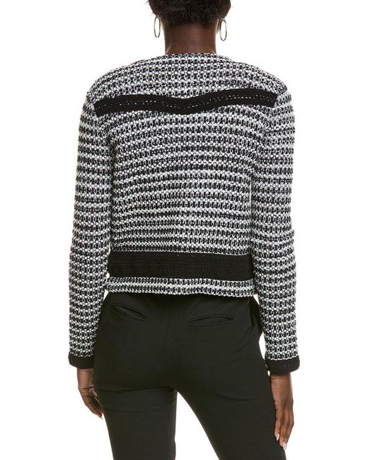 St. John Gray Tonal Knit Cardigan