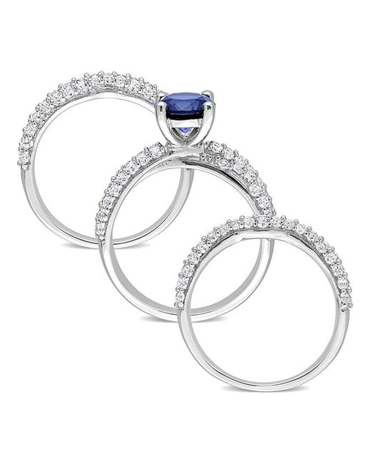 Rina Limor White 4.21 Ct. Tw. Lab-Grown Sapphire Ring Set
