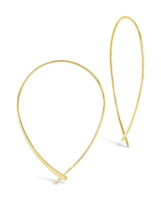 Sterling Forever Metallic 14k Plated Delicate Threader Hoops