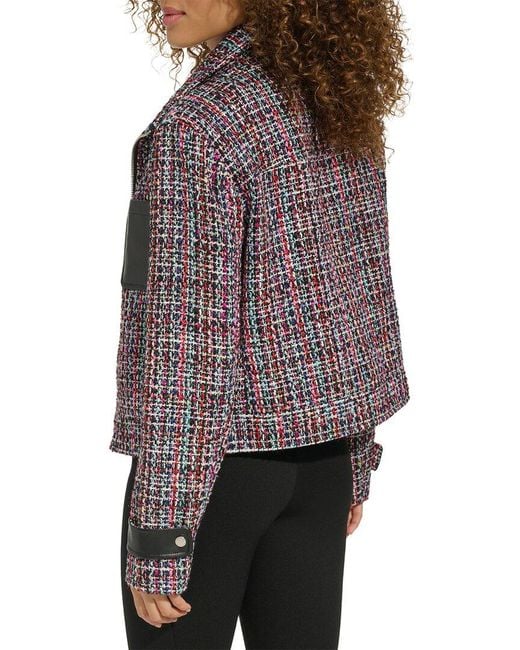 Karl Lagerfeld Black Tweed Front Zip Jacket