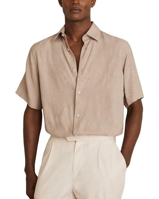 Reiss Natural Coupe Floral Jacquard Shirt for men