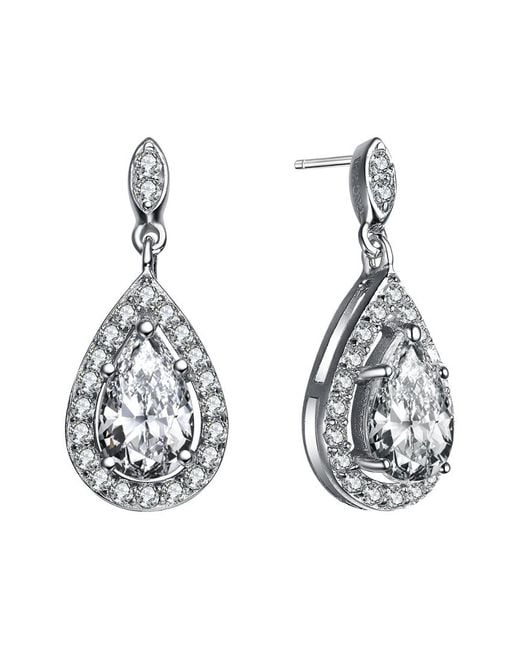 Genevive Jewelry White Silver Cz Earrings