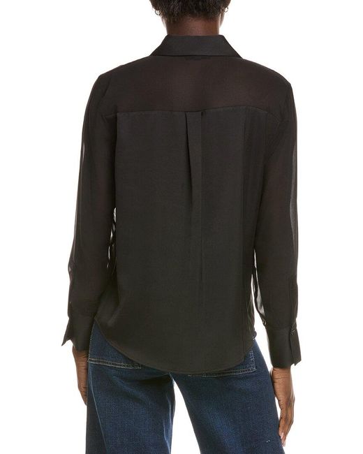 Kenneth Cole Black Sheer Button Top