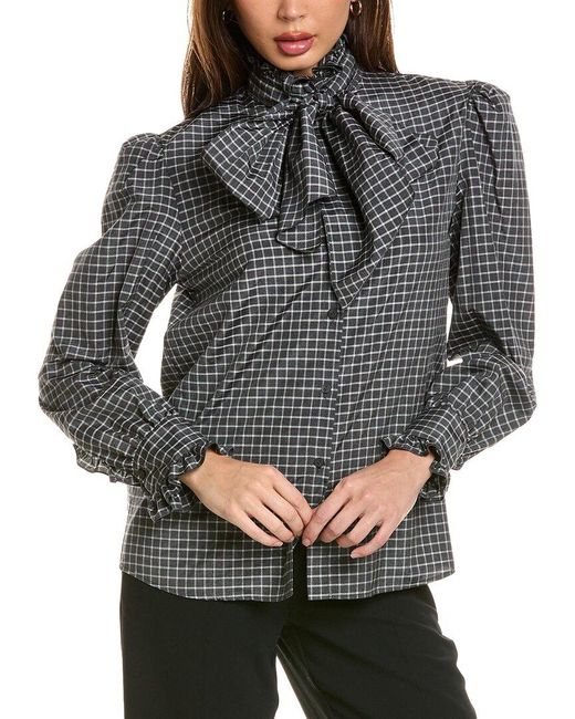 Alberta Ferretti Gray Silk & Wool-Blend Shirt