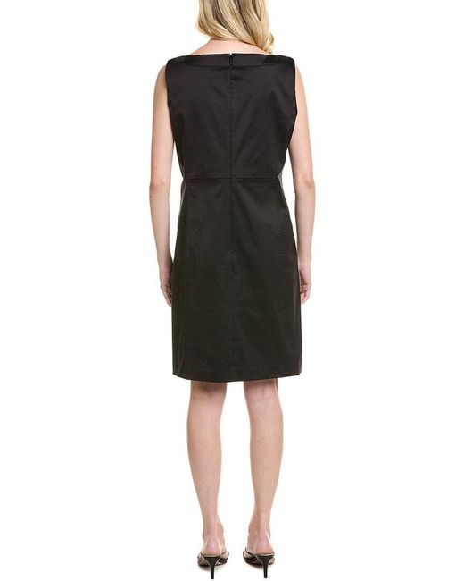 Lafayette 148 New York Black Sheath Bateau Neck Dress