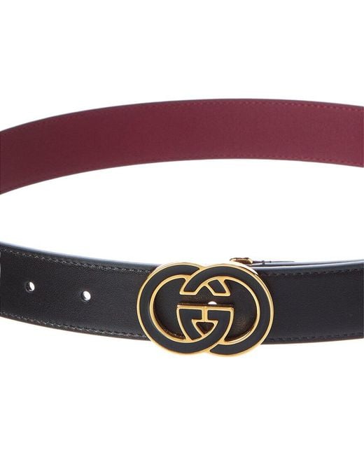 Gucci Red Interlocking G Buckle Leather Belt