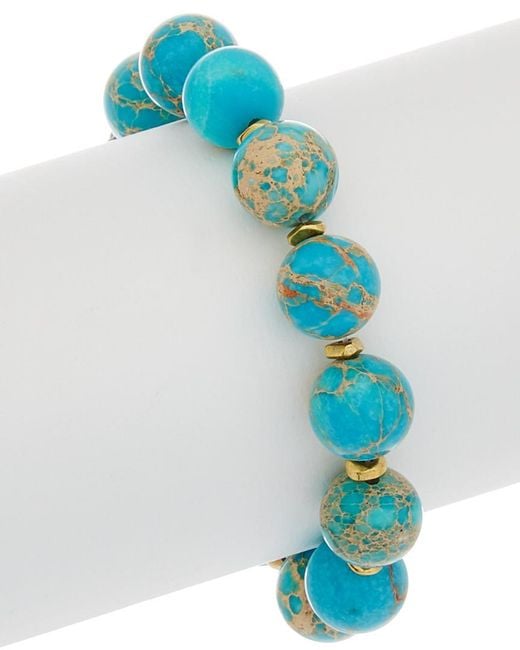 Rachel Reinhardt Jewelry Blue Turquoise & Crystal Stretch Bracelet