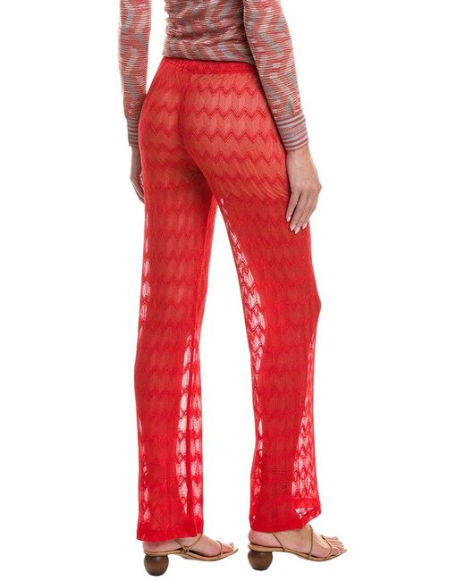 Missoni Red Viscose Zig Zag Print Pants