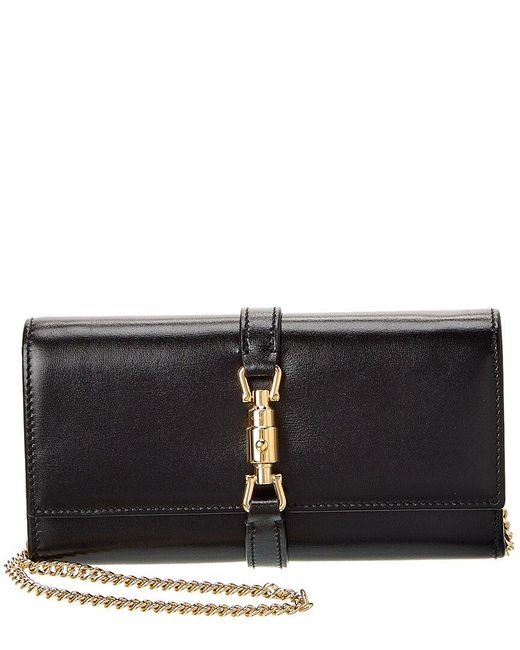 Gucci Black Jackie 1961 Leather Wallet On Chain