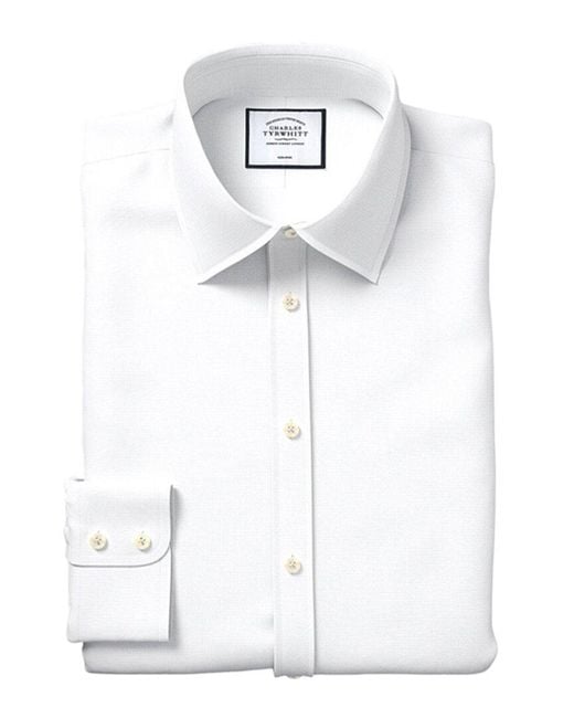 Charles Tyrwhitt White Classic Fit Egyptian Lattice Weave Shirt for men