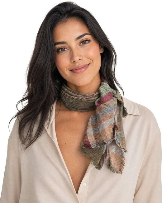 Blue Pacific Gray Scottish Plaid Cashmere-Blend Neckerchief