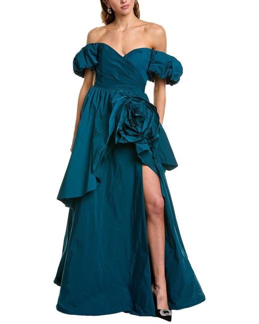 Marchesa Blue Taffeta Gown