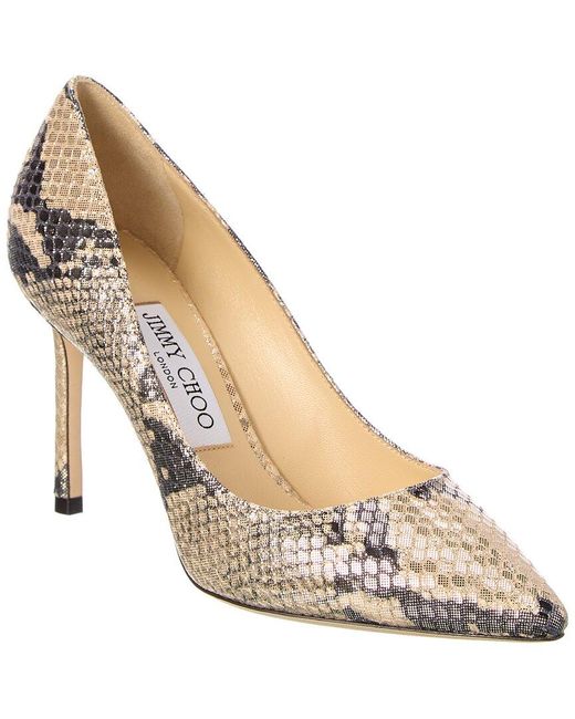 Jimmy Choo Romy 85 Snake-embossed Leather Pump in Metallic | Lyst