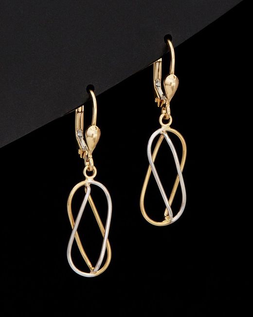 Italian Gold Black 14k Two-tone Drop Earrings