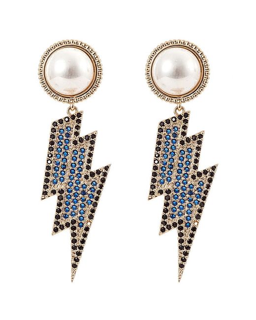 Eye Candy LA Multicolor 14k Plated Cz Lightening Bolt Earrings