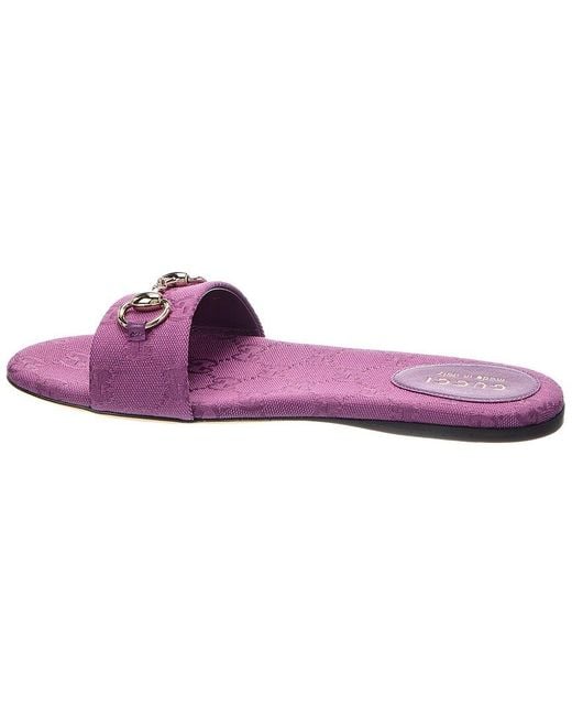 Gucci Purple Horsebit Gg Canvas Sandal