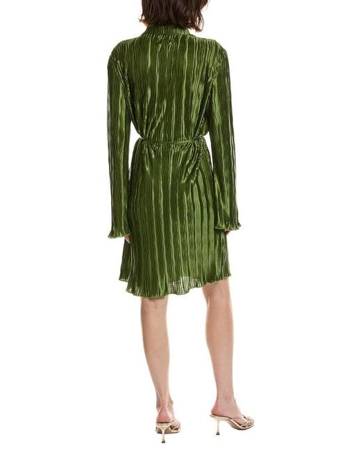 Pascale La Mode Green Textured Satin Shirtdress
