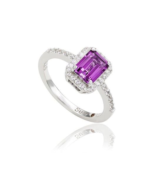Suzy Levian Purple Silver 0.02 Ct. Tw. Diamond & Gemstone Ring