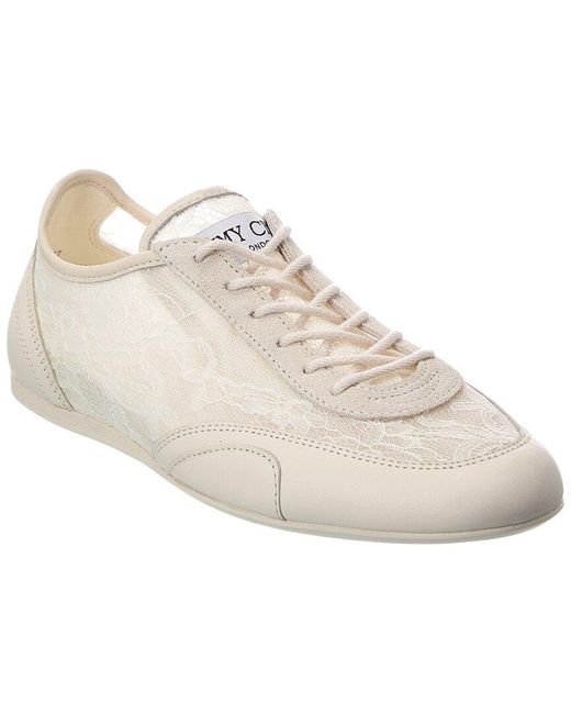 Jimmy Choo White Sunny/F Lace & Leather Sneaker