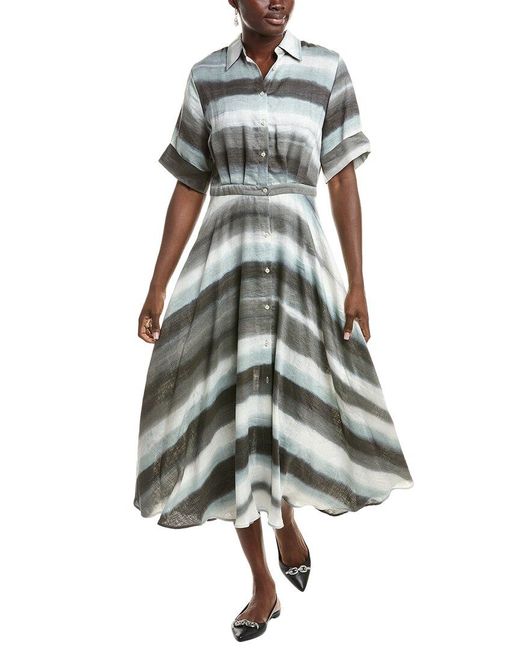 Officine Generale Gray Officine Generale Nadia Linen-blend Shirtdress