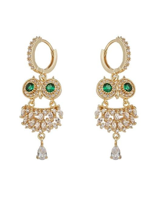 Eye Candy LA Metallic Eye Candy Los Angeles Luxe Collection Cz Owl Statement Earrings