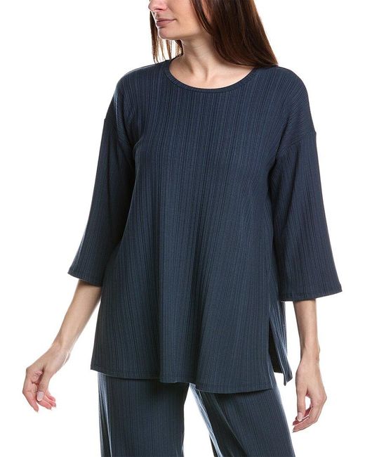 Eileen Fisher Blue Variegated Rib Top
