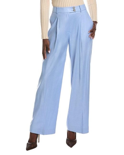 Reiss Blue Hollie Linen-Blend Wide Leg Trouser