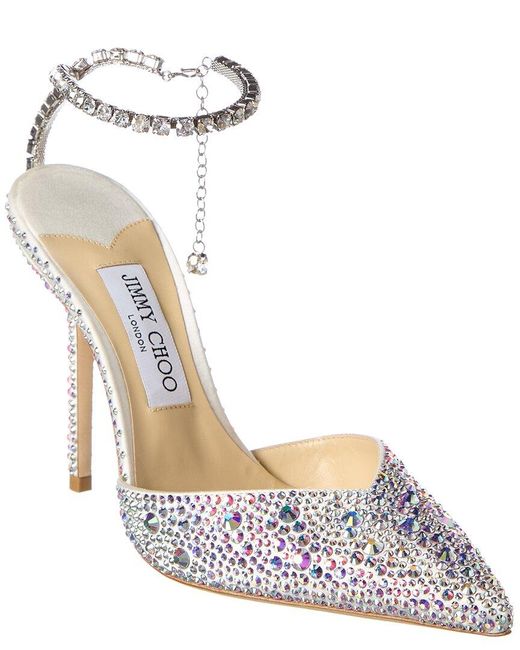 Jimmy Choo Saeda 100 Satin Pump in White Lyst