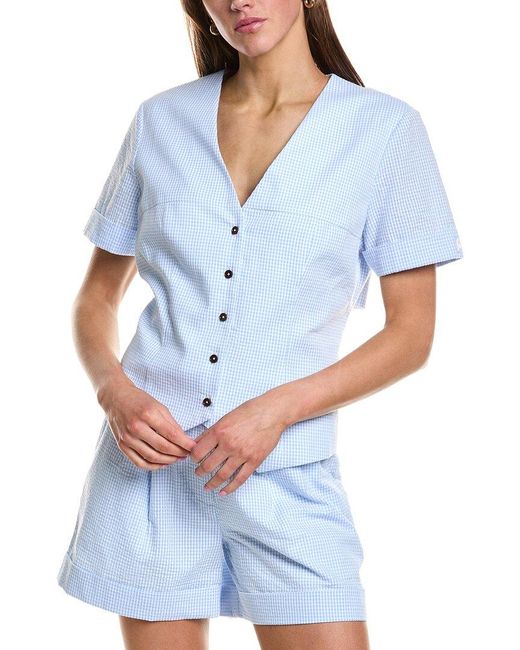 Rowing Blazers Blue Gingham Buckle Back Top