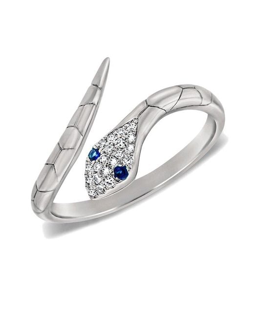 Sabrina Designs White 14K 0.08 Ct. Tw. Diamond & Sapphire Snake Ring