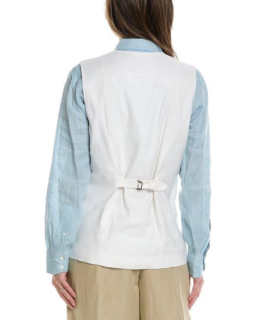 Rag & Bone Blue Charlotte Linen-Blend Vest