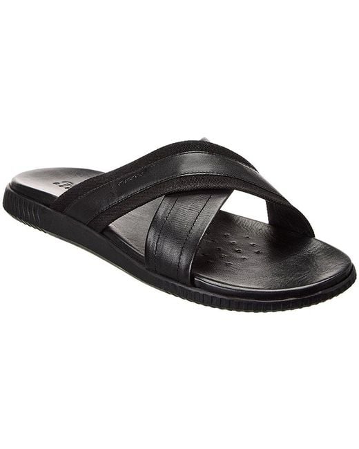 Geox Sirolo Canvas & Leather Sandal in Black for Men | Lyst UK