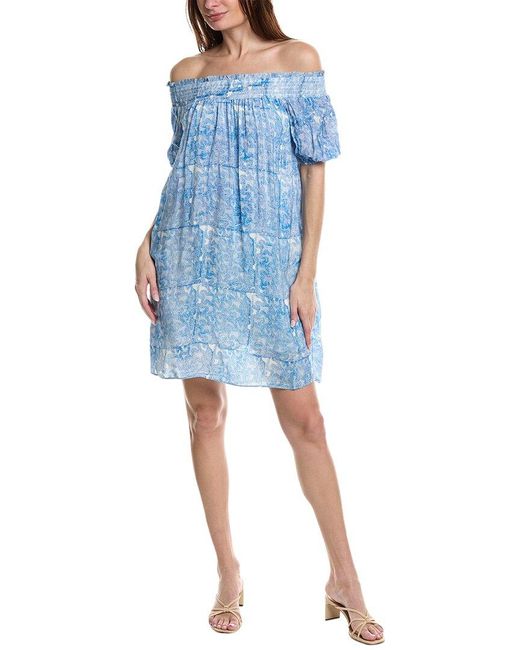 Garrie B Blue Off-the-shoulder Mini Dress
