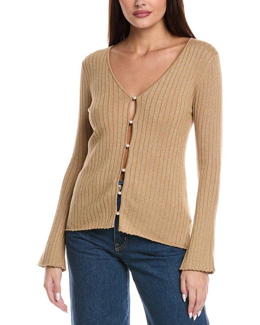 Majestic Filatures Blue Metallic Rib Cardigan