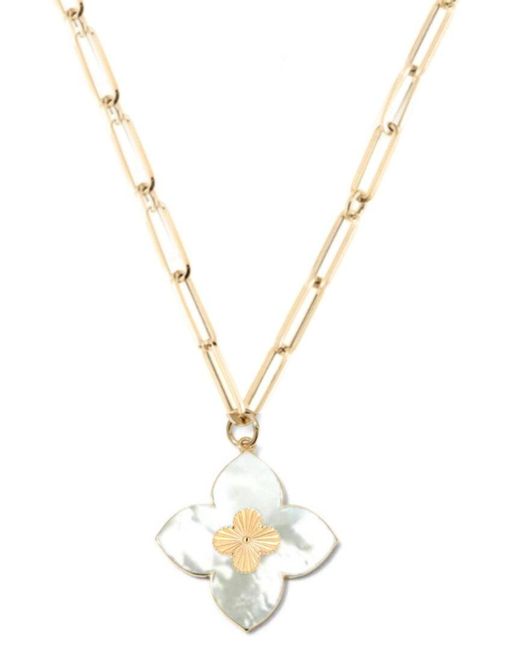 Gabi Rielle Metallic Modern Touch Collection 14k Over Silver Pearl Love Clover Necklace