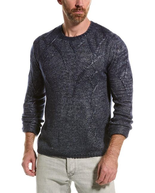 John Varvatos Blue Nolan Wool-blend Crewneck Sweater for men