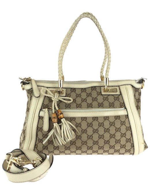 Gucci Metallic Beige GG Canvas Bella 2way Handbag (authentic Pre-loved)