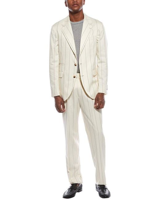 Brunello Cucinelli White 2Pc Wool-Blend Suit With Pleated Pant for men