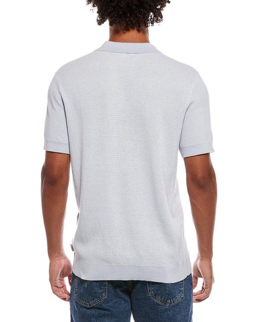 Onia White Textured Johnny Collar Polo Shirt for men