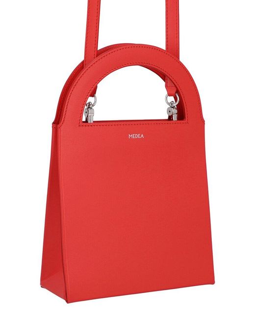 MEDEA Red Leather Top Handle Bag