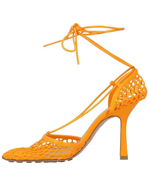 Bottega Veneta Metallic Lambskin Leather Stretch Lace-Up Sandal, Never Worn (Authentic Pre-Loved)