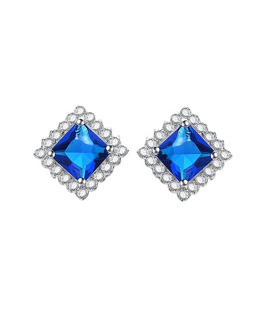 Rachel Glauber Blue Silver Cz Earrings
