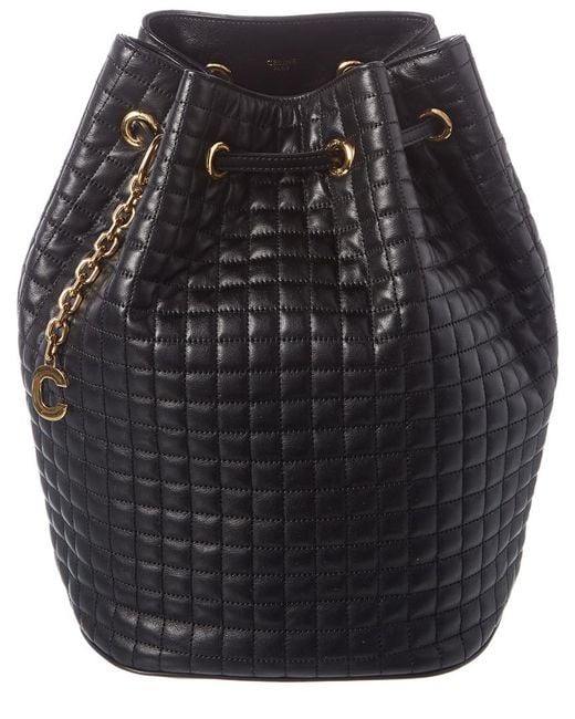 Céline Black Small C Charm Leather Bucket Backpack