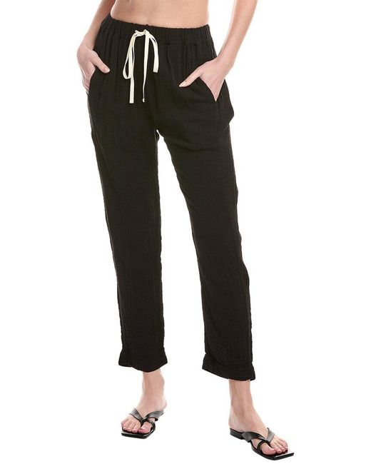 9seed Black Gauze High-Rise Tapered Lounge Pant