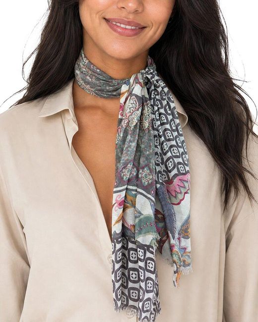 Blue Pacific Multicolor Tulip Paisley Silk-Blend Neckerchief