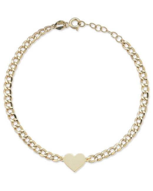 Ember Fine Jewelry Metallic 14k Heart Curb Chain Bracelet