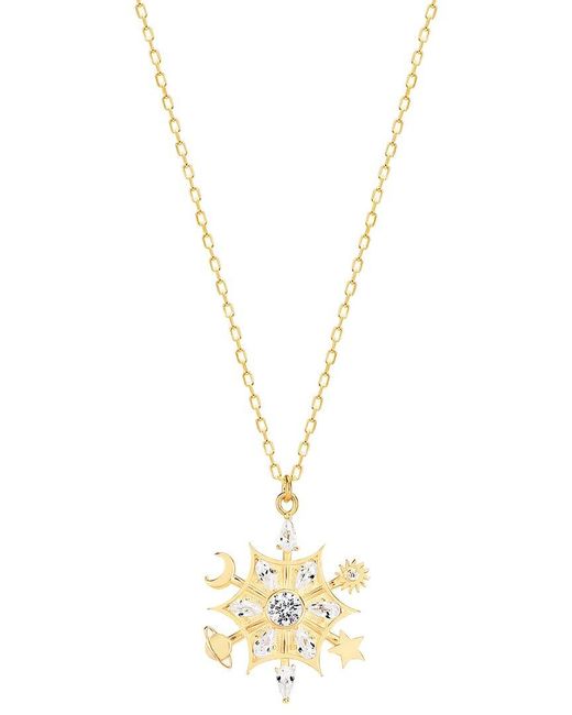 Gabi Rielle Metallic 14k Over Silver Cz Cosmic Jeweled Necklace