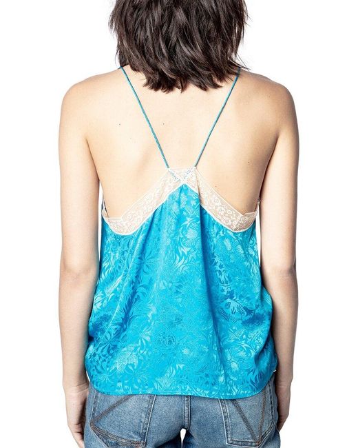 Zadig & Voltaire Blue Cora Jac Kaleido Caraco Silk Tank