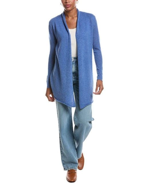 InCashmere Blue Open Front Cashmere Cardigan