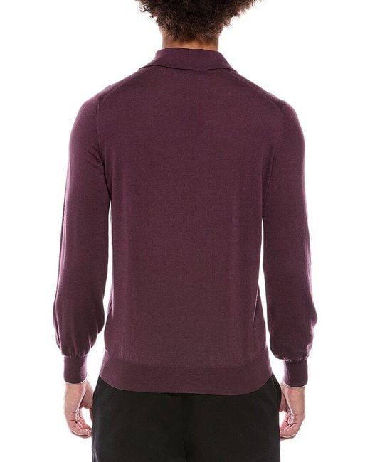 Brunello Cucinelli Purple Wool & Cashmere-Blend Polo Sweater for men
